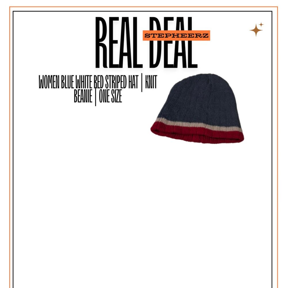 Women Blue White Red Striped Hat